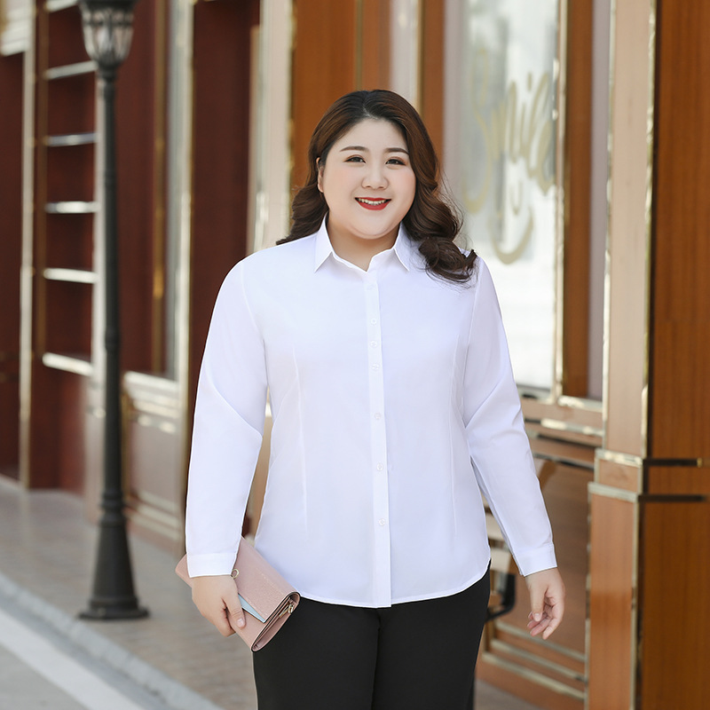 Large size women's fat MM200 kg plus fat professional clothing long sleeve shirt tooling professional shirt factory outlet