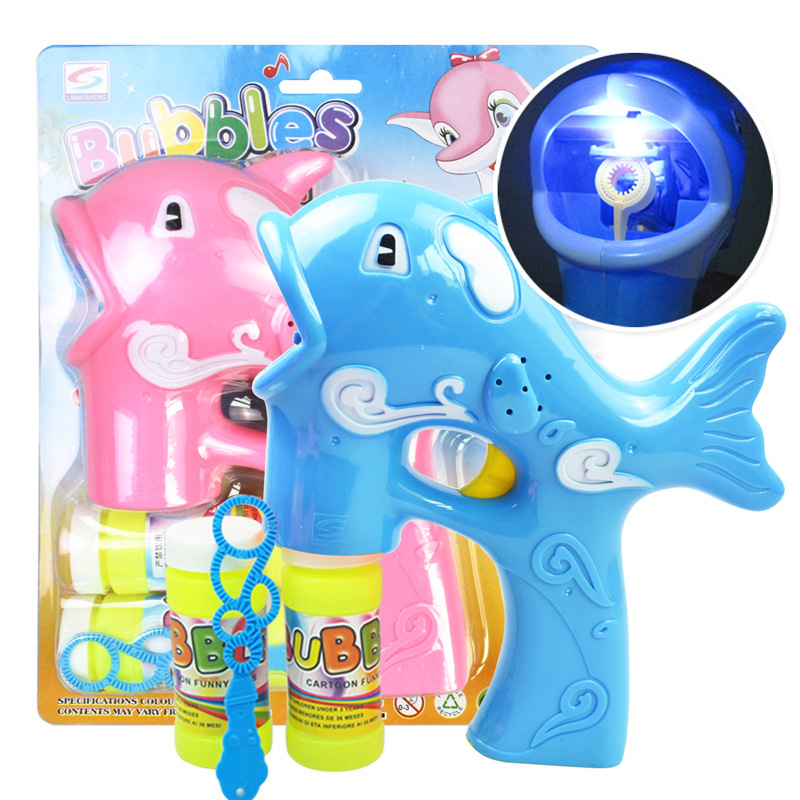 Bubble gun large electric Dolphin bubble gun Light Music 2 bottles of water bubble gun blowing bubble toy variety