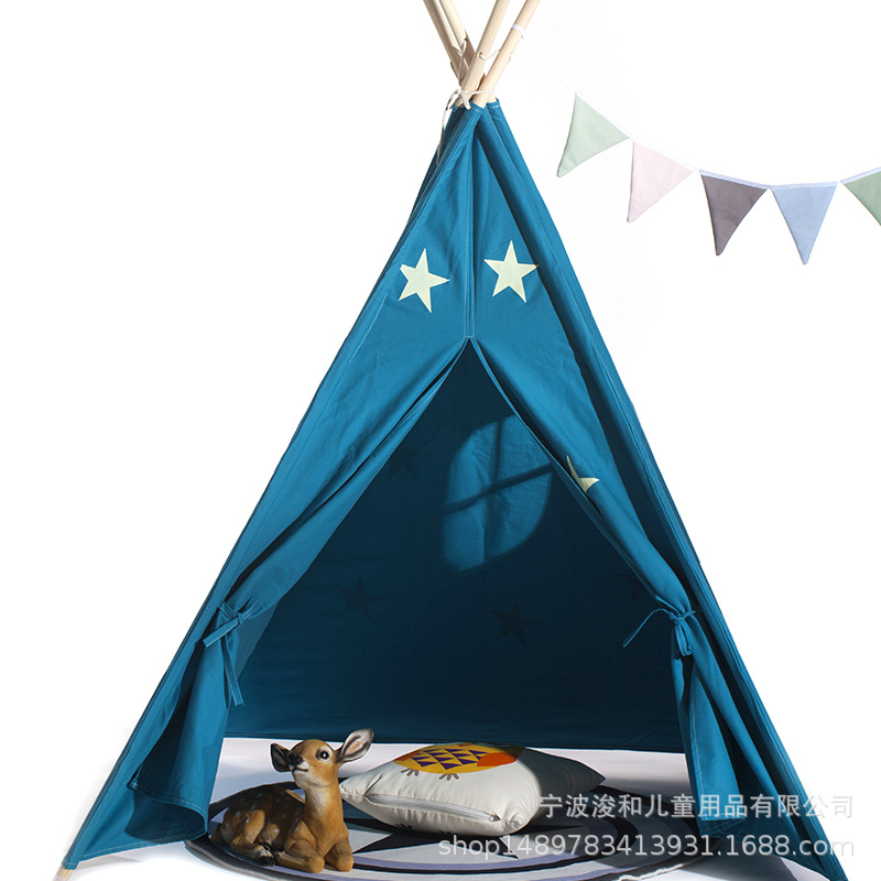 Processing and Production of Children's Indian Tent Reading Corner, Available in Various Colors, Glow-In-The-Dark Star Tent for Boys and Girls