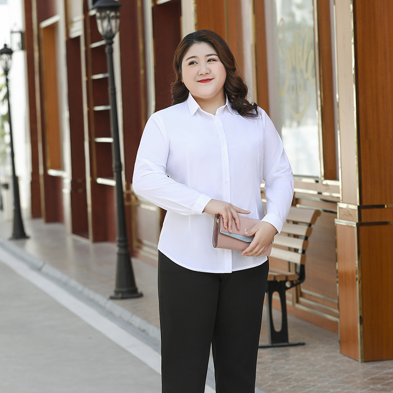 Large size women's fat MM200 kg plus fat professional clothing long sleeve shirt tooling professional shirt factory outlet