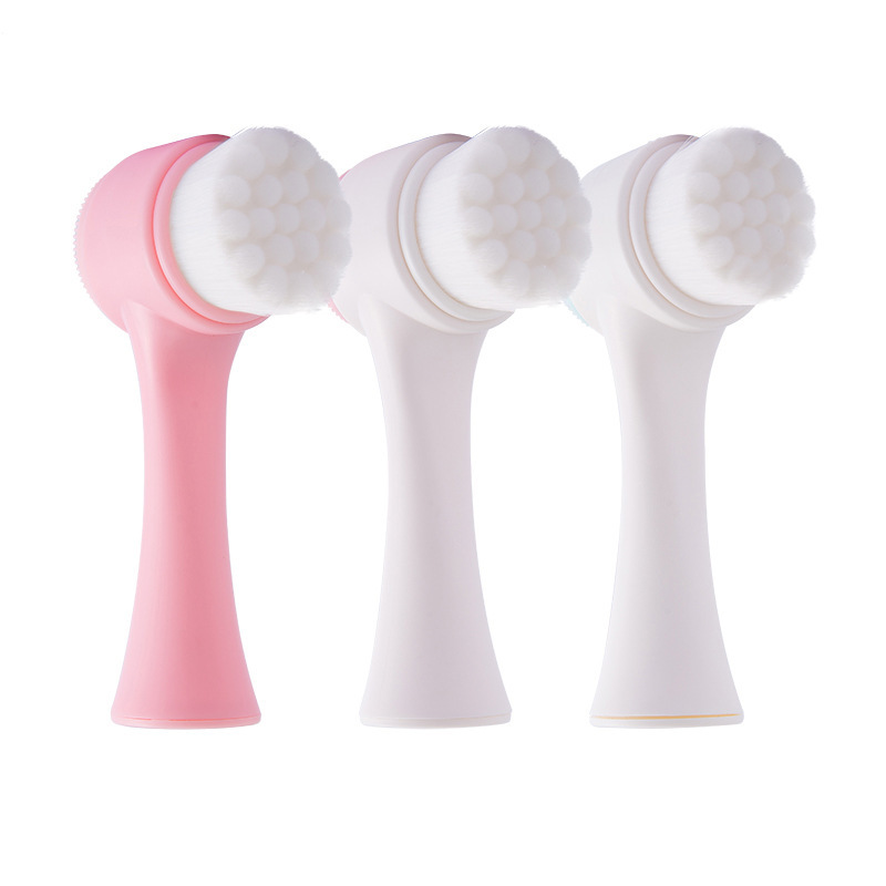 3D double-sided face washing brush soft hair silicone face washing instrument Home Manual face washing brush deep cleaning pores wholesale