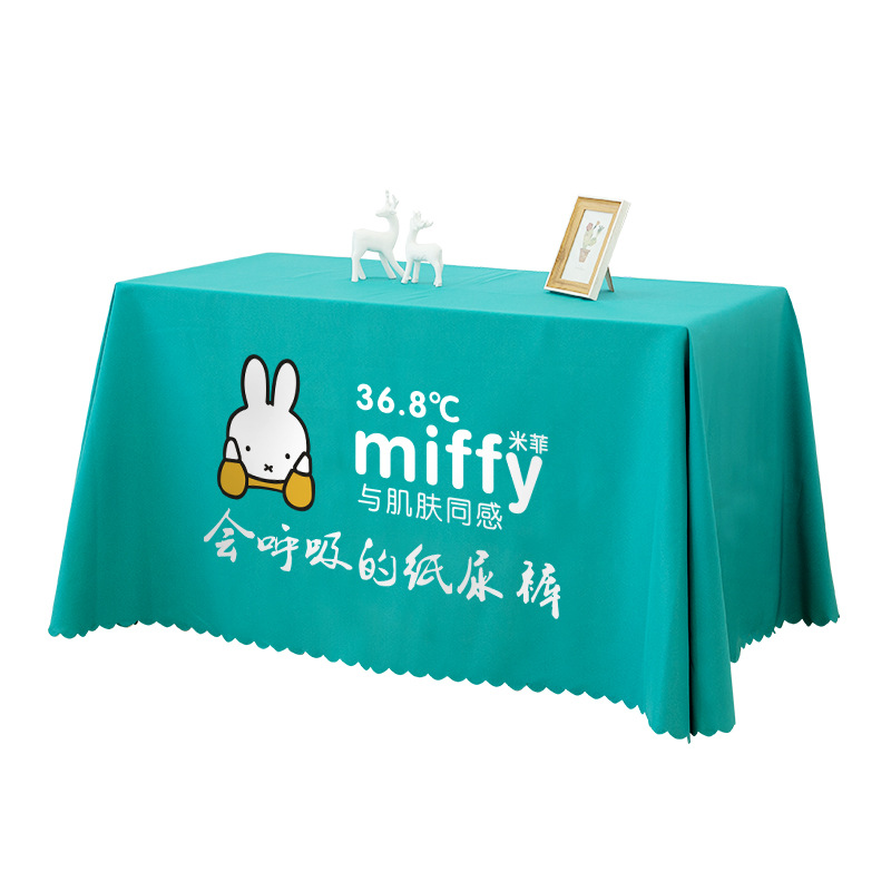 Factory Direct Sales Polyester Printed Tablecloth Conference Event Advertising Tablecloth Logo Thickeneded Pure Color Push Exhibition Background