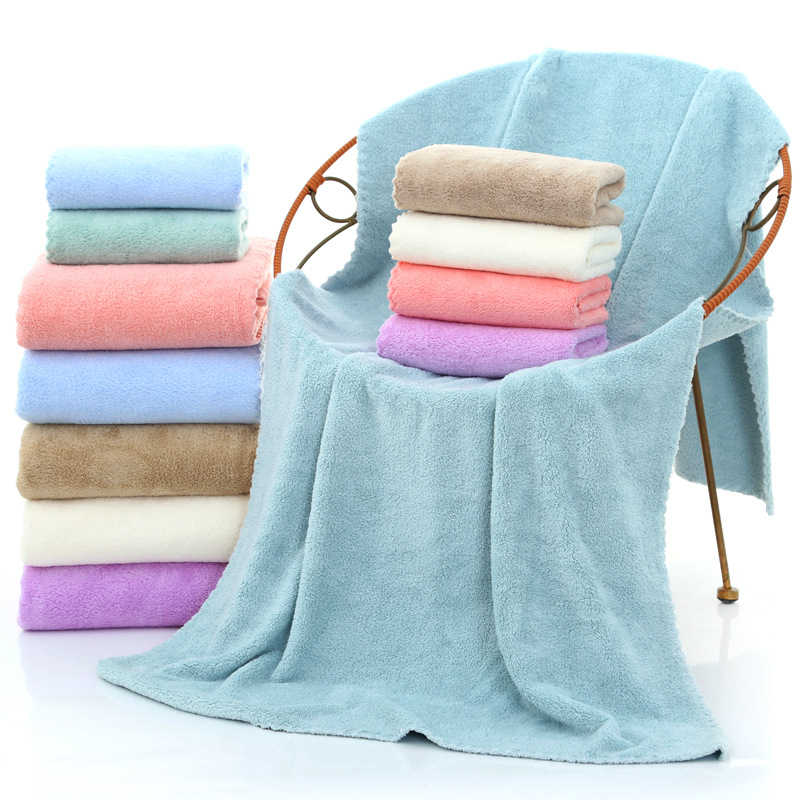 70*140cm bath towel coral fleece beach LOGO gift adult absorbent thick cross-border bath towel is larger than cotton