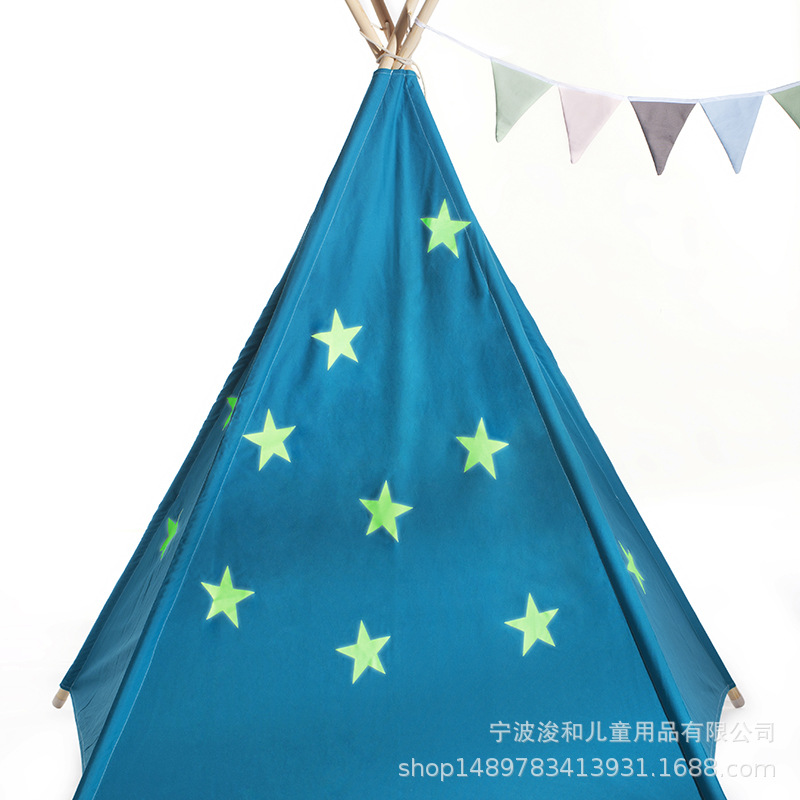 Processing and Production of Children's Indian Tent Reading Corner, Available in Various Colors, Glow-In-The-Dark Star Tent for Boys and Girls