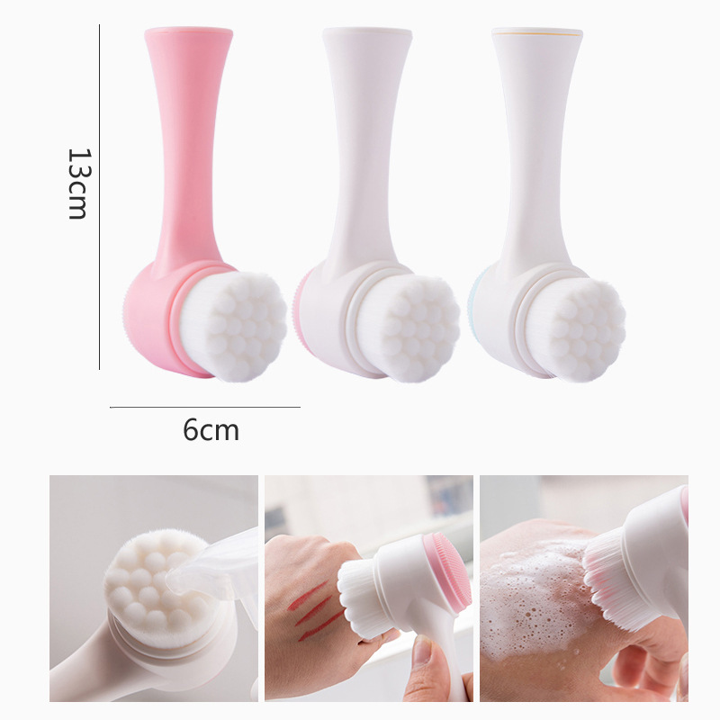 3D double-sided face washing brush soft hair silicone face washing instrument Home Manual face washing brush deep cleaning pores wholesale