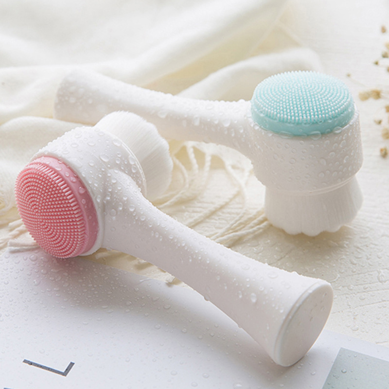 3D double-sided face washing brush soft hair silicone face washing instrument Home Manual face washing brush deep cleaning pores wholesale