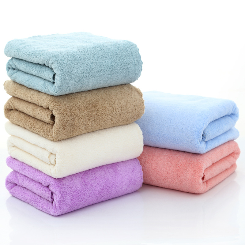 70*140cm bath towel coral fleece beach LOGO gift adult absorbent thick cross-border bath towel is larger than cotton