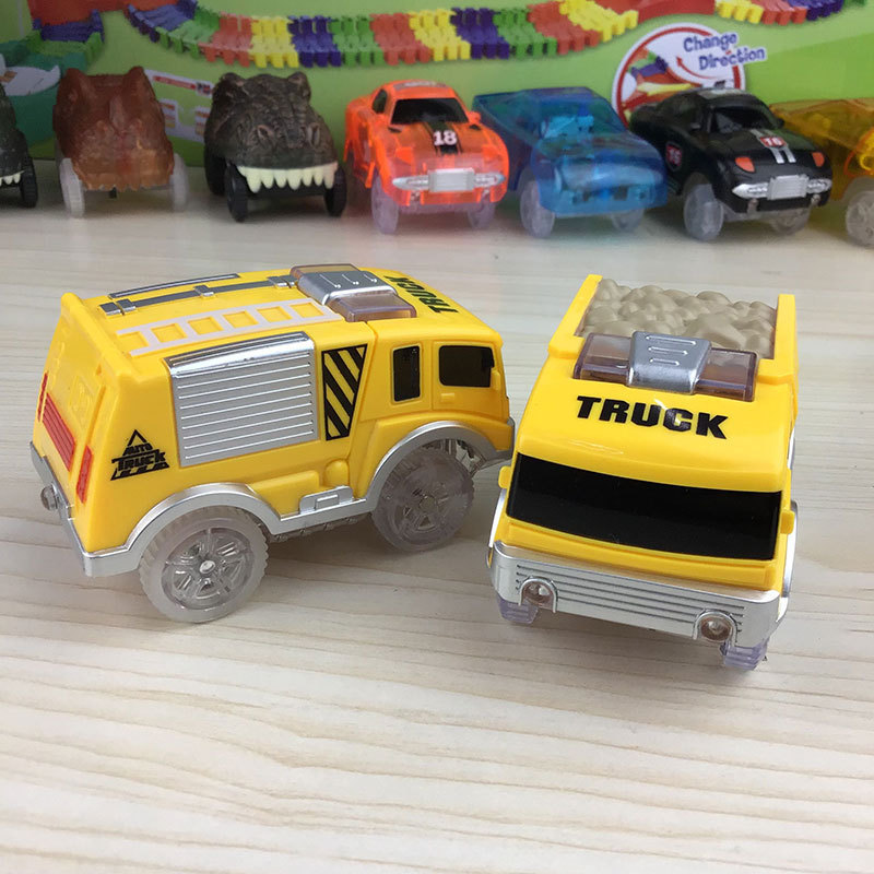 Luminous luminous track automobile engineering vehicle fire truck changeable splicing plastic track LED light mud car