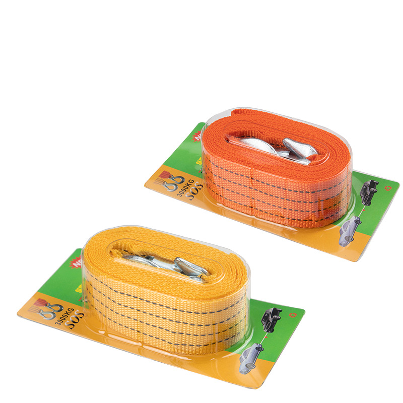 Spot direct supply of car 3 meters 3 tons tow rope off-road vehicle tow belt car supplies OPP grappling hook U hook towing rope