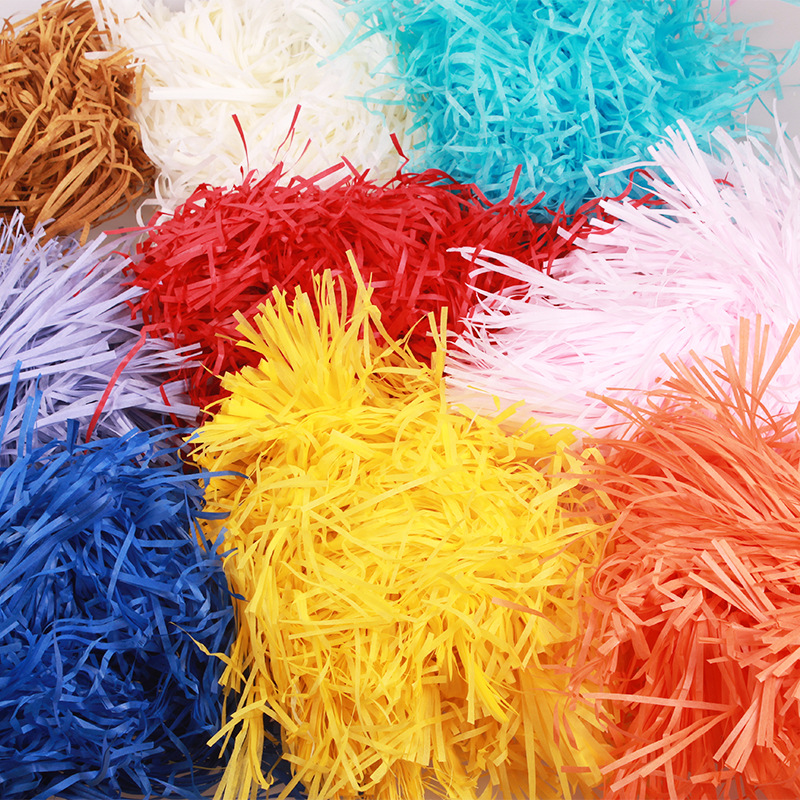 Color raffia grass shredded paper wedding gift bag candy box filler pleated paper chicken nest grass manufacturers wholesale
