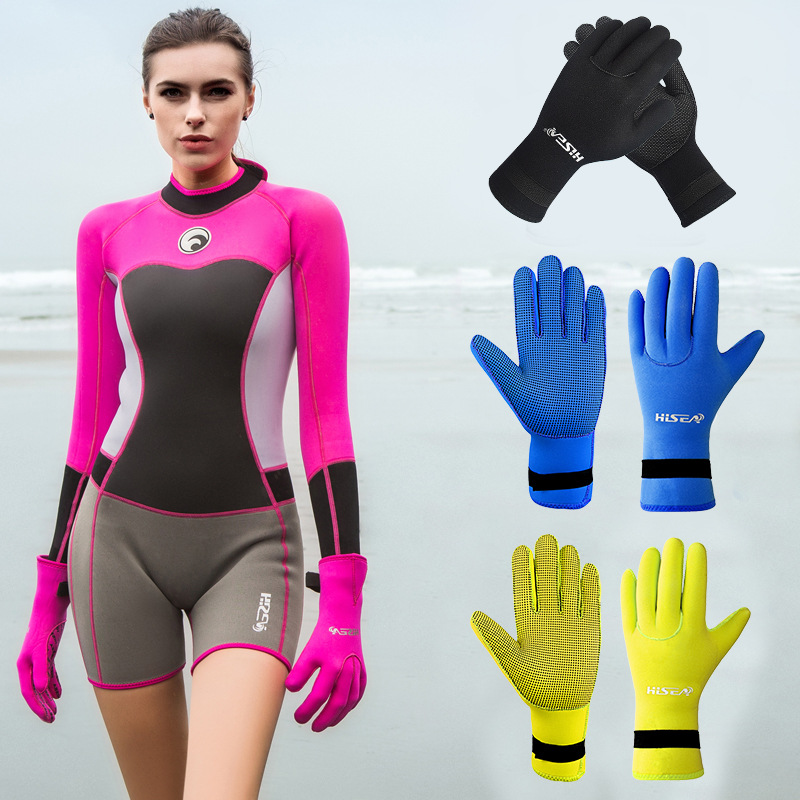 3mm Diving Gloves, Non-Slip, Cold-Resistant, Warm, Scratch-Resistant Protective Gear for Swimming, Available for Wholesale, Thickened for Warmth