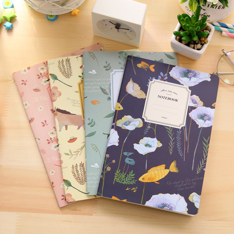 Retro Cowhide Flower and Bird Notepad Lingqu Natural Cartoon Small Notebook Small Gift Small Gift t