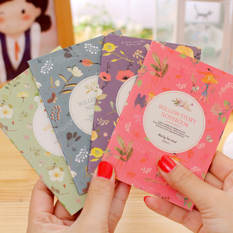 Retro Cowhide Flower and Bird Notepad Lingqu Natural Cartoon Small Notebook Small Gift Small Gift t