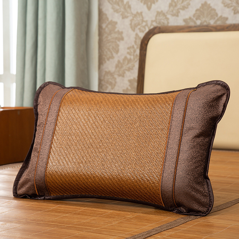 Summer Pillow Adult Bamboo Mat Rattan Pillow Breathable Tea Pillow Student Dormitory Single Buckwheat Pillow Summer Neck Pillow