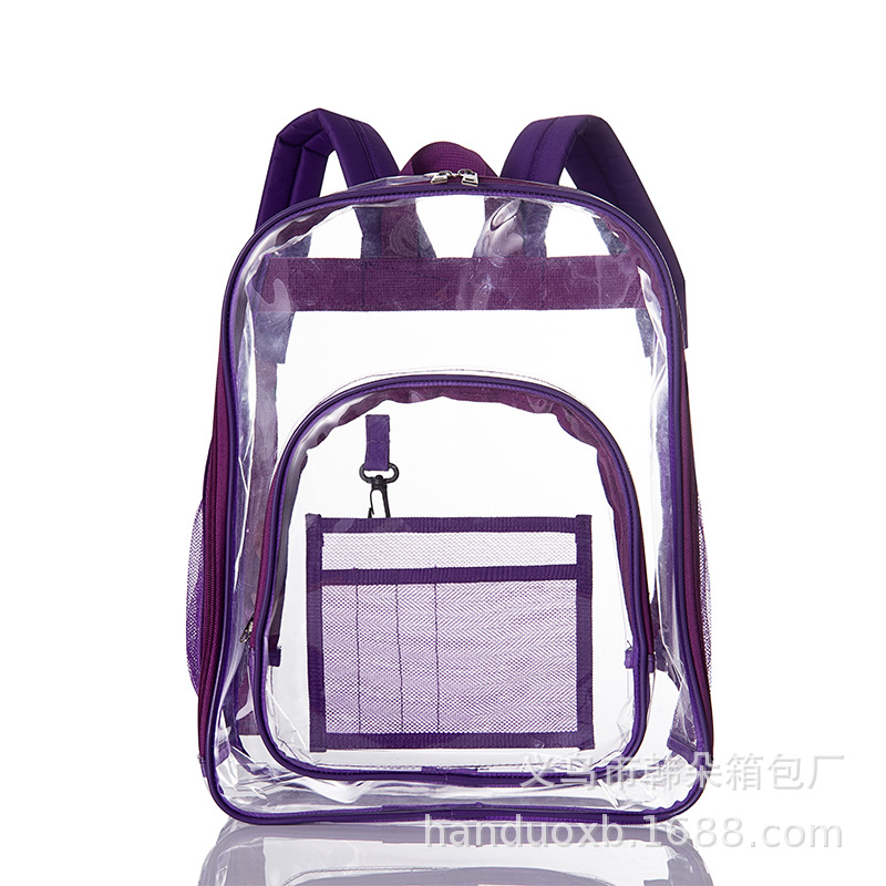 Cross-Border Amazon Environmentally Friendly Pvc Transparent Backpack Fashionable Waterproof Student School Bag Transparent Backpack Jelly Bag
