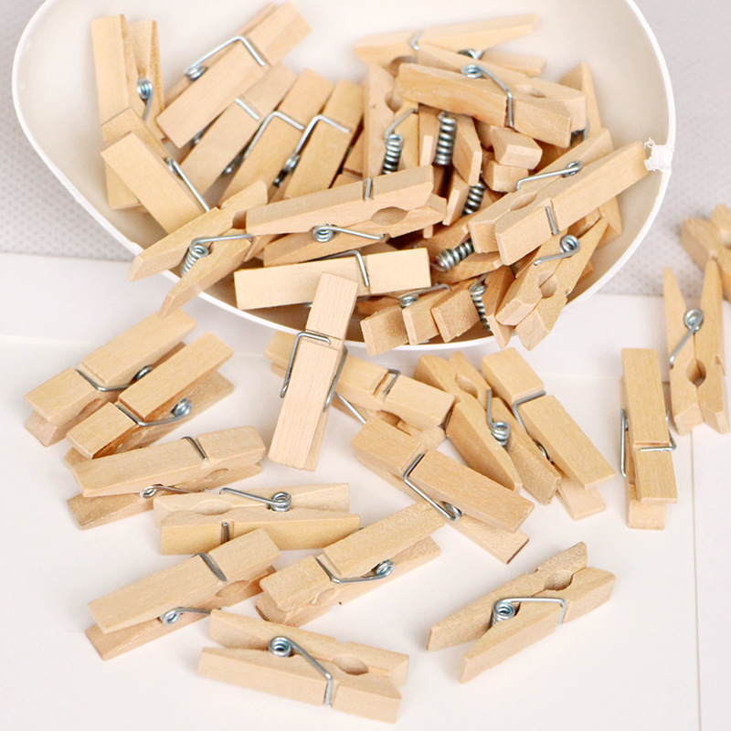 2.5-10cm Log Clip Photo Clip Photo Clip Clip Various Sizes Wooden Storage Clip 50 Pieces in a Pack