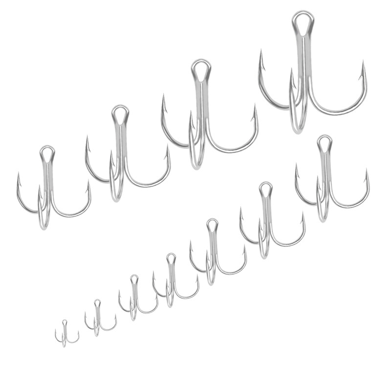 Weihe Sports 4 # 6 # 8 # 10 # 12 # Barbed White Nickel Triple Anchor Hook Triple Hook Fish Hook High Carbon Steel Fish Hook Wholesale
