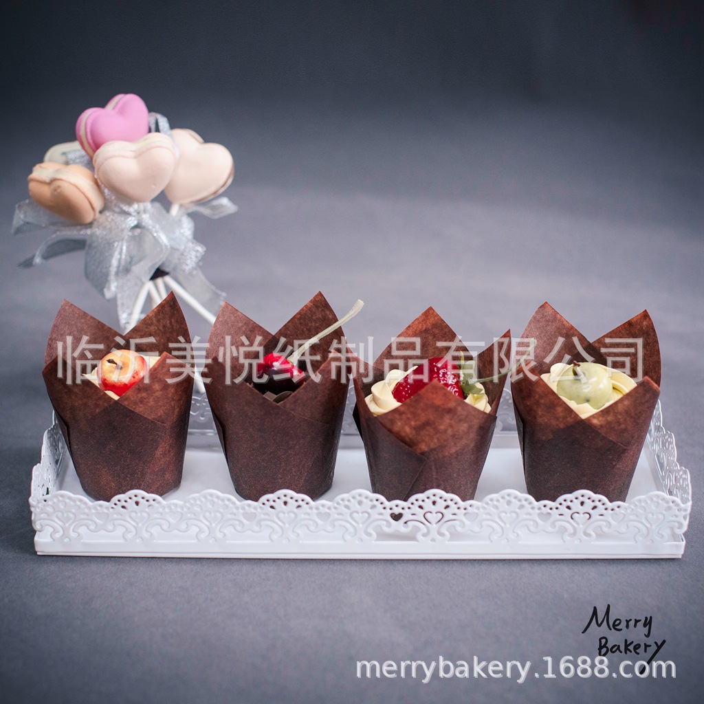 Cross-border supply of Brown tulip cup 50mm bottom baking cake paper cup European greasproof paper Mafen Cup
