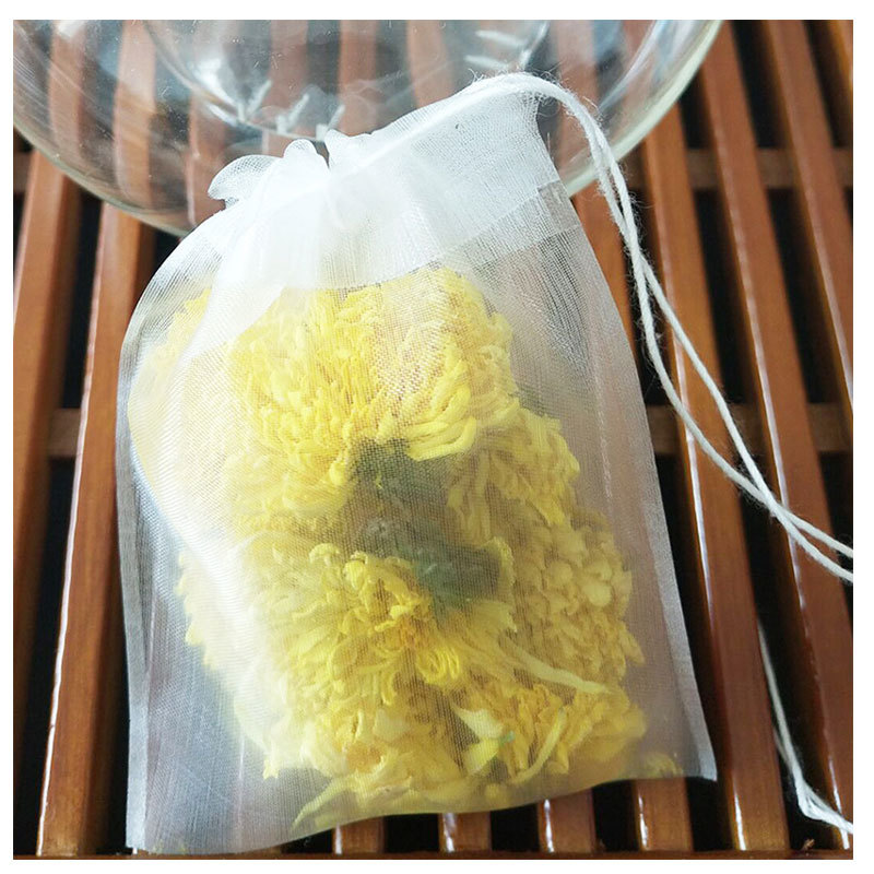 Spot 6*8cm nylon tea bag transparent drawstring tea bag disposable universal portable rose green tea scented tea