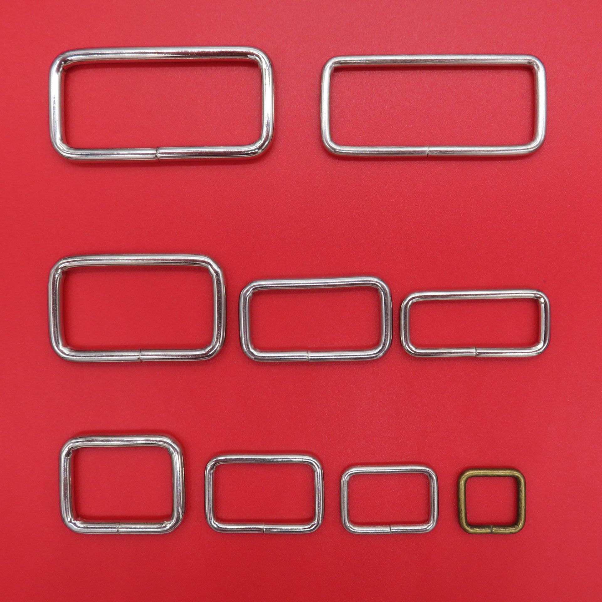 Metal square buckle in stock wholesale mouth buckle two-gear adjustable buckle manufacturer stainless steel polished rectangular buckle