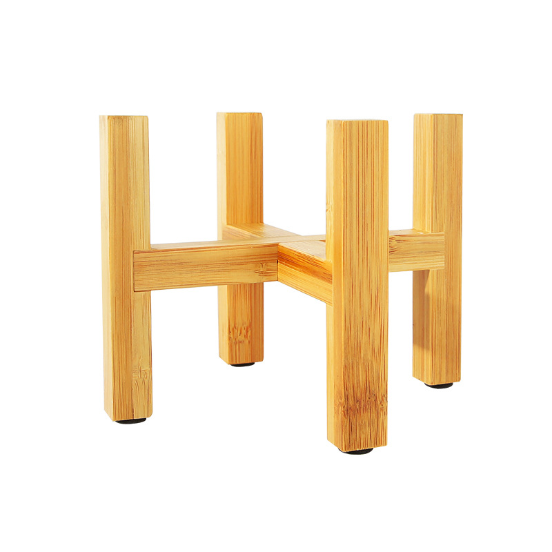 Floor four-legged flower stand wooden flower stand fleshy flower pot bamboo tray factory direct bamboo wood products home