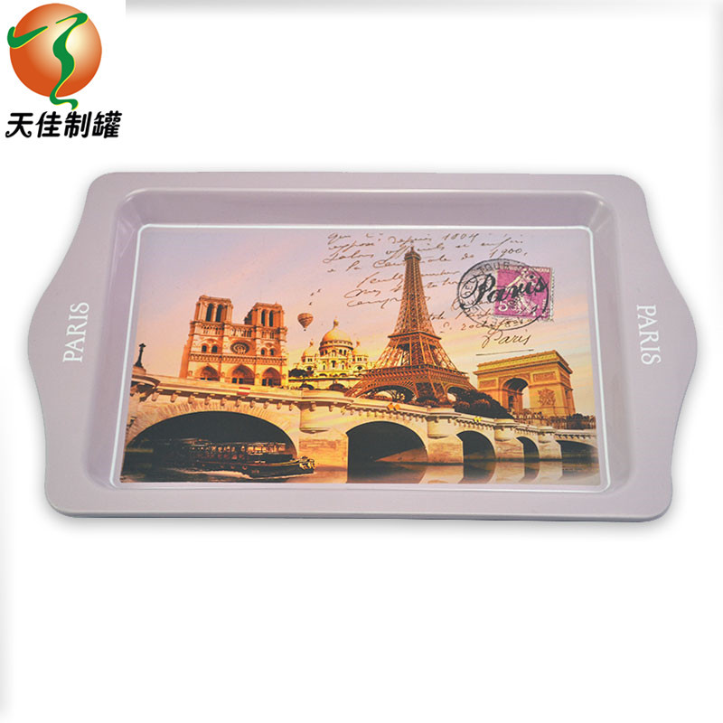 Manufacturer Bulk Supply Rectangular Metal Tray Single-Sided Printed Tinplate Fruit Iron Plate