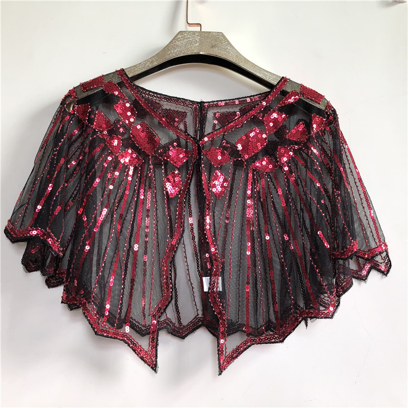 Delivery [sequin encryption] Real shot evening dress sequin shawl Women's Party banquet lace European and American Amazon