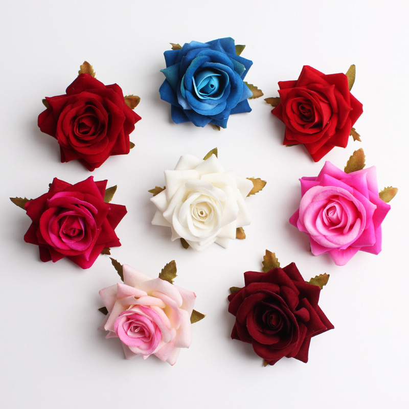 Simulation flannel rose head baking cake red rose corsage material clothing decorative flower wedding flower