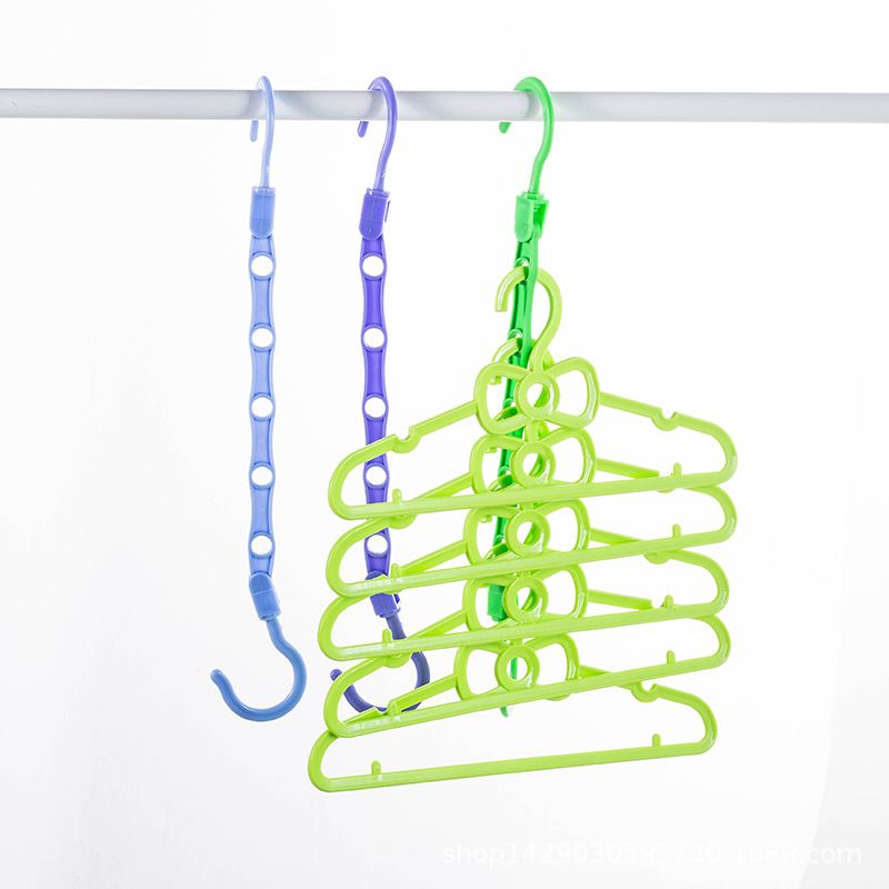 Multifunctional Non-Slip Windproof Clothes Hanger Creative Five-Hole Magic Clothes Hanger Wardrobe Rotating Drying Rack Storage Hanger Wholesale