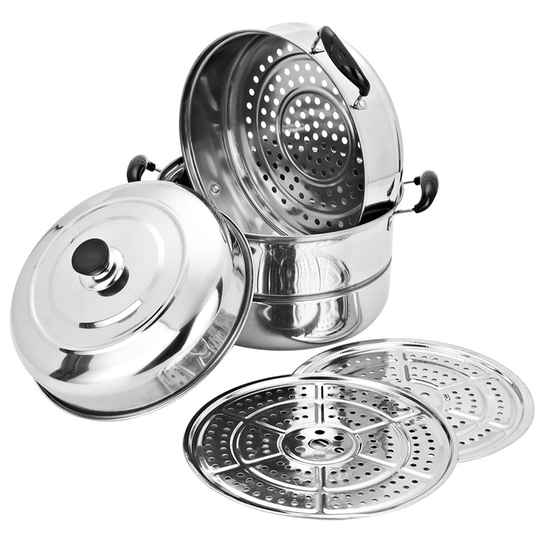 Stainless Steel Steamer Thickened Soup Steamer Single Layer Double Layer Two Layer Three Layer Steamer Steamer Multi-Layer Gift