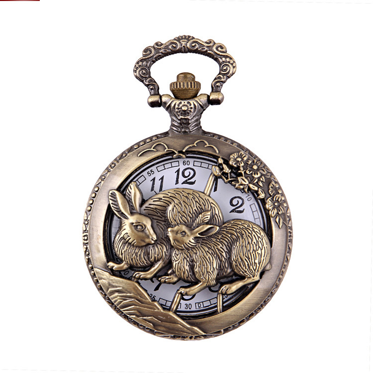 Stall Pocket Watch 12 Zodiac Memorial Pocket Watch Necklace Hollow Pocket Watch Tiger Hollow Pocket Watch 12 Zodiac