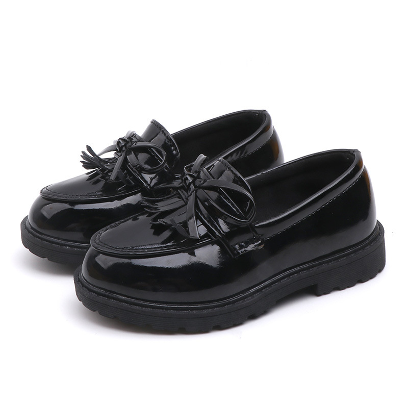 New 2024 Children's Leather Shoes Student Performance Shoes Retro Girls Patent Leather Single Leather Shoes Performance Children's Shoes Girls' Single Shoes
