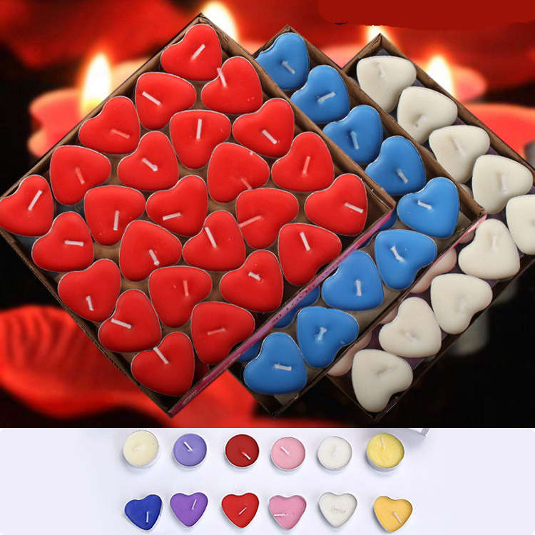 2-Hour Heart-Shaped Confession Smokeless Candle Birthday Qixi Tea Light Valentine's Day Proposal Photo Props Small Wedding Rose