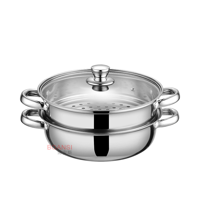 Factory direct supply stainless steel steamer double-layer three-layer soup steamer multi-use steaming hot pot opening gift customization 28cm