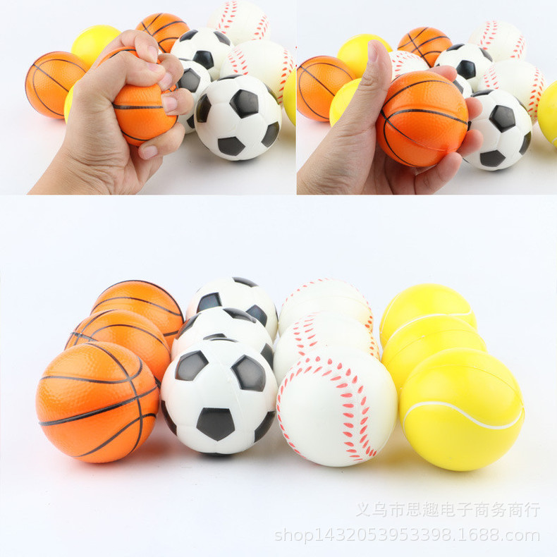 Cross-Border 6.3Cmpu Foamed Sponge Solid Ball Football Basketball Tennis Baseball Smiley Ball Decompression Toy Ball