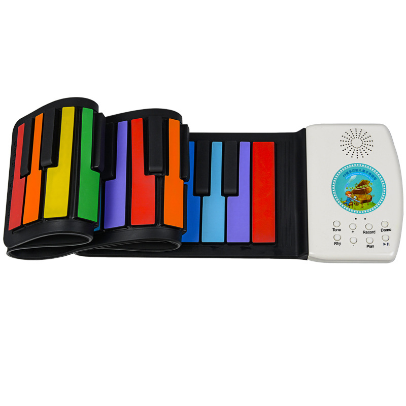 Hand Roll Piano 49 Key Rainbow Folding Piano Portable Roll Piano Color Children Hand Roll Piano Introduction Electronic Organ