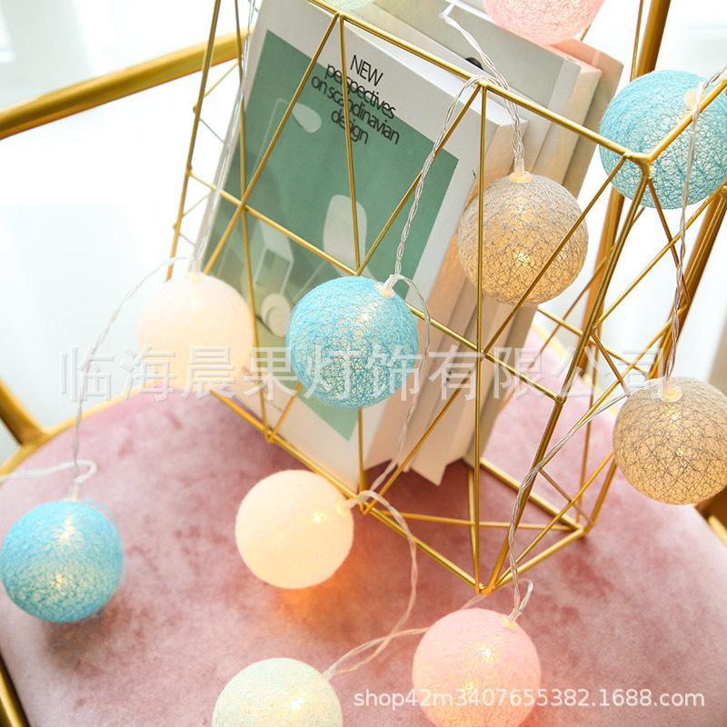 LED гирлянда из хлопковых шариков, для девичьей комнаты, рождественское украшение, свет для праздника