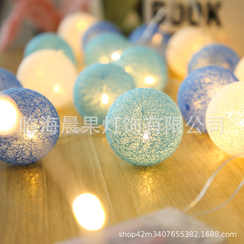 Cotton Ball LED Light String ins Internet Celebrity Girl's Room Christmas Holiday Children's Tent Decoration Birthday Atmosphere Decoration Light