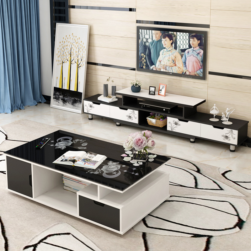 TV Cabinet Coffee Table Combination Modern Small Apartment Mini Living Room Bedroom Simple Simple Nordic Style TV Cabinet