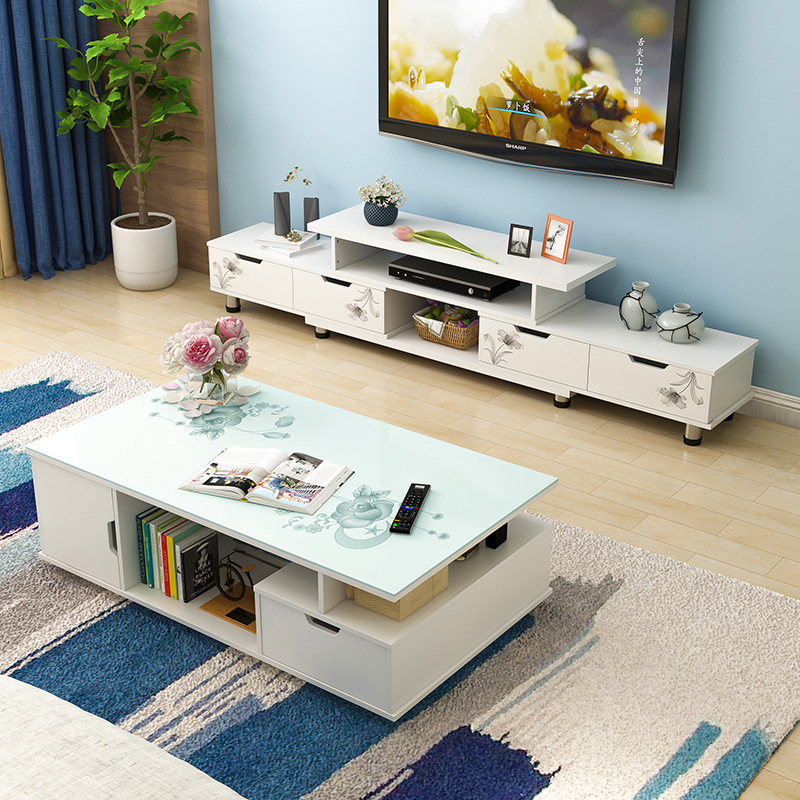 TV Cabinet Coffee Table Combination Modern Small Apartment Mini Living Room Bedroom Simple Simple Nordic Style TV Cabinet