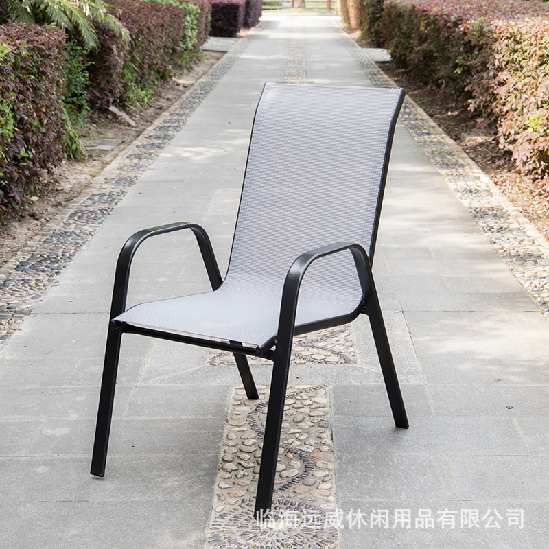 Outdoor Leisure Stacking Chair Wrought Iron Single Chair Teslin Mesh Courtyard Balcony Coffee Shop Teslin Stacking Chair