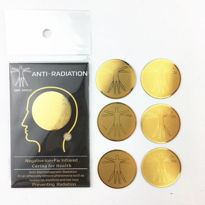 Amazon 24K Metal Double Round Radiation Protection Energy Mobile Phone Sticker Emr Mobile Phone Patch Factory Spot Wholesale