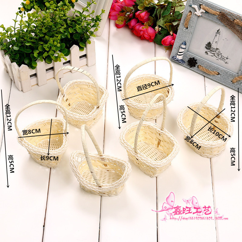 Woven flower basket plastic tube flower basket rattan garden style portable basket children's picking vegetable basket wholesale