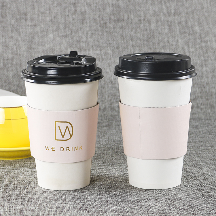 Wholesale Corrugated Paper Anti-Scalding Paper Cup Sleeves, Milk Tea Anti-Scalding Insulated Cup Sleeves, Disposable White Cardboard Anti-Scalding Water Cup Sleeves