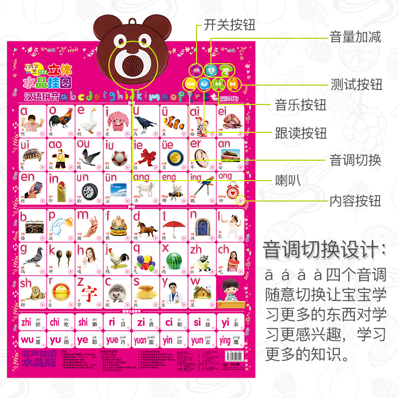 Good Baby 4Th Generation Crystal Convex Concave Audio Wall Chart Dinosaur Wall Chart Children's High-End Learning Recognition Toys and Gifts