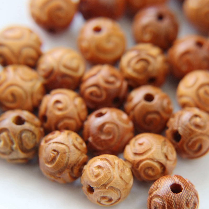 Оптовая продажа резьбы из персикового дерева, аксессуары с бусинами, свободные бусины, браслет из лотоса из персикового дерева