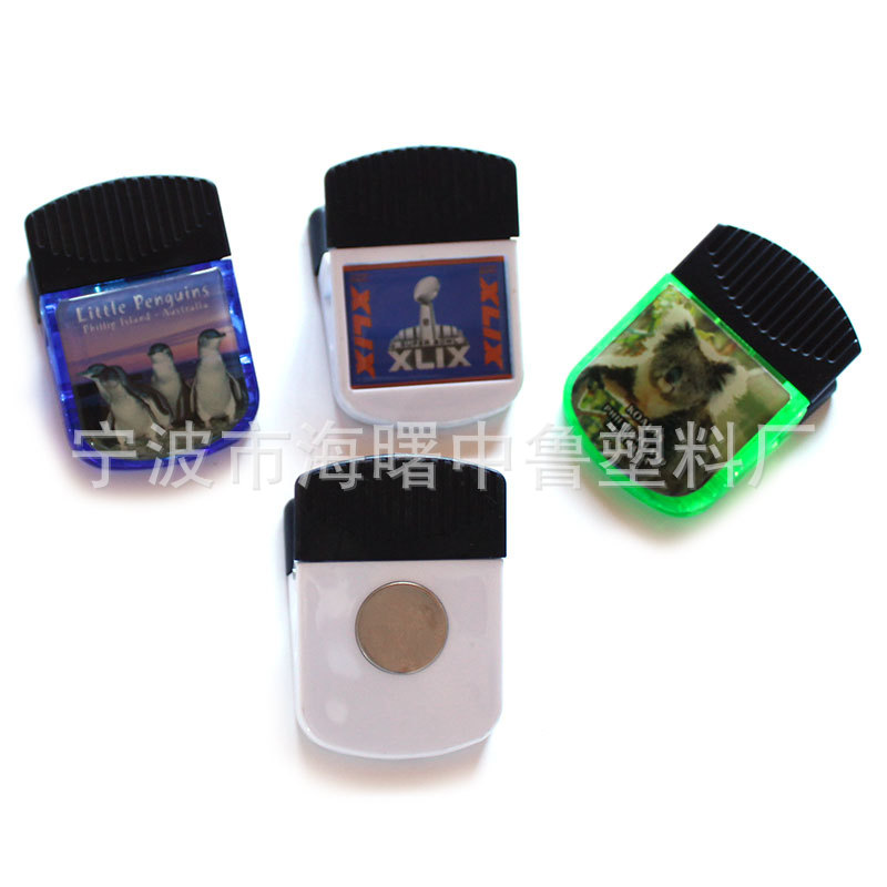 Customized Production of Plastic Colorful Clips, Animal Pattern Magnetic Clips, Magnet Stationery Plastic Clips