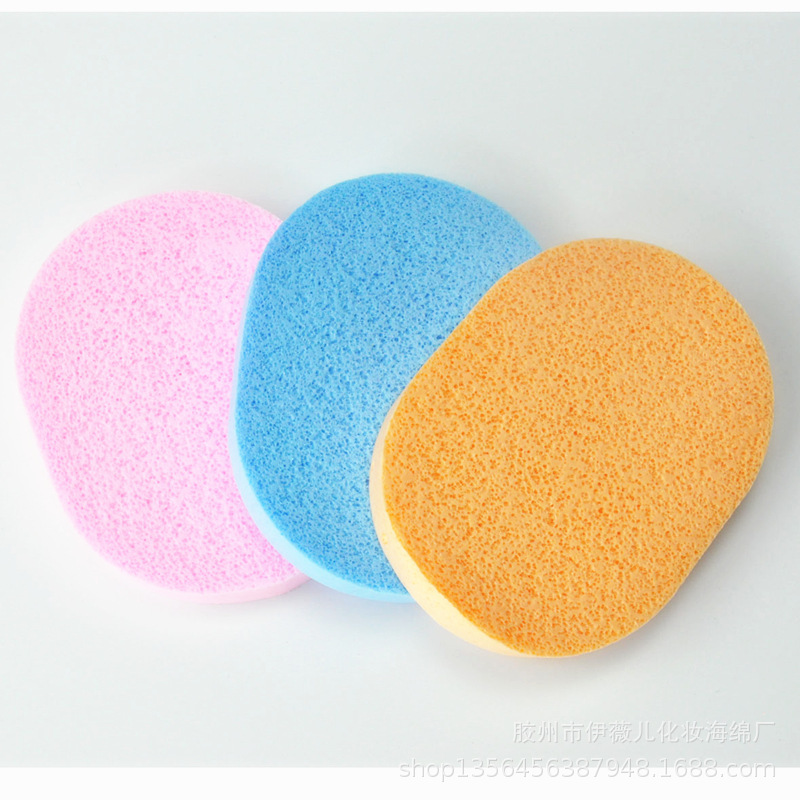 Factory 15mm face washing sponge pva fine hole face washing puff Oval seaweed puff makeup Cotton
