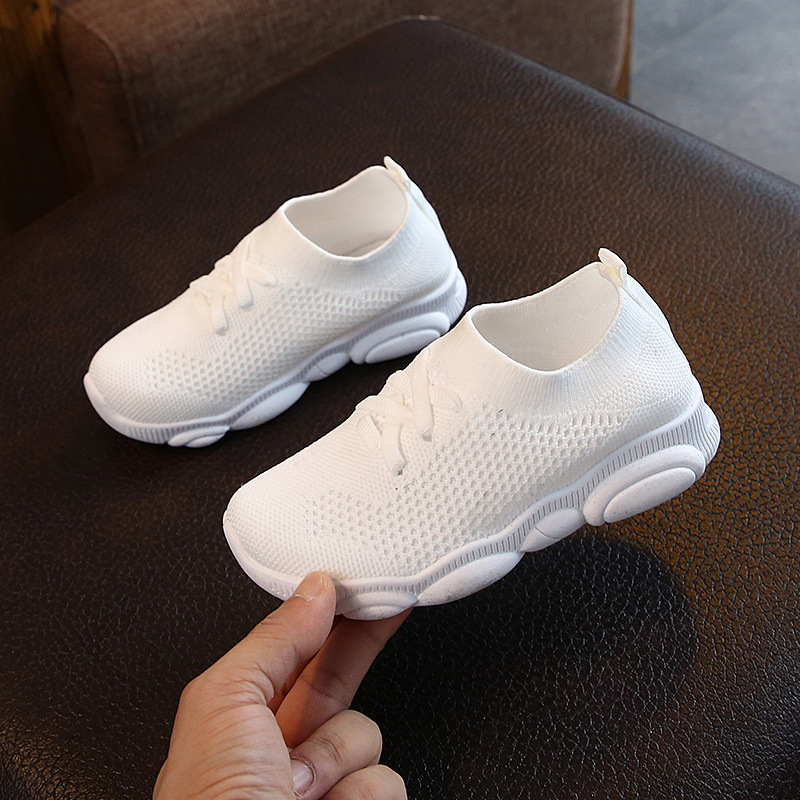 Spring and Autumn Children's Shoes Stretch Socks Shoes Boys and Girls Sports Shoes Big Kids Torre Shoes Knitted White Single Shoes