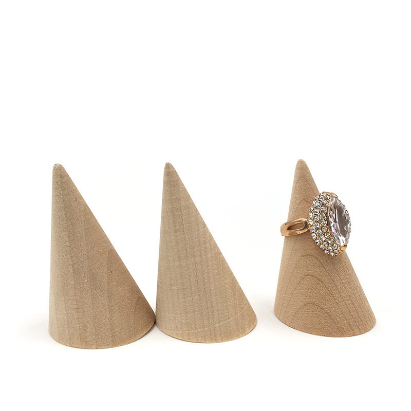 Factory in stock supply solid wood creative oblique cone ring display stand ring holder jewelry storage cabinet display stand